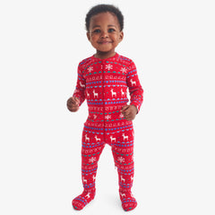 Clearance baby organic zip footie in reindeer fair isle