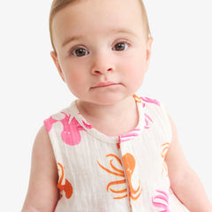 Baby cotton gauze bubble shortie in octopus pals
