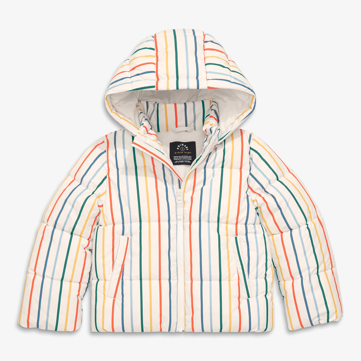 Kids stripe fleece-lined puffer jacket