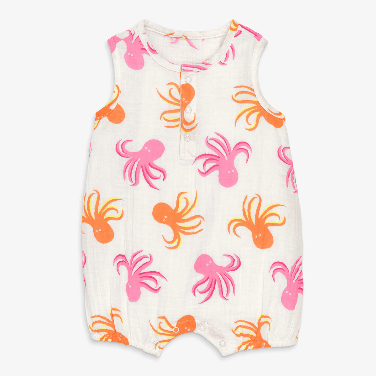 Baby cotton gauze bubble shortie in octopus pals