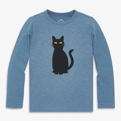 Kids long sleeve black cat tee