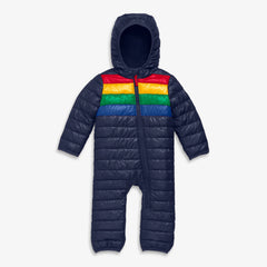Baby lightweight puffer suit in stripe