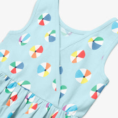 Kids cross-back tank dress in beach balls