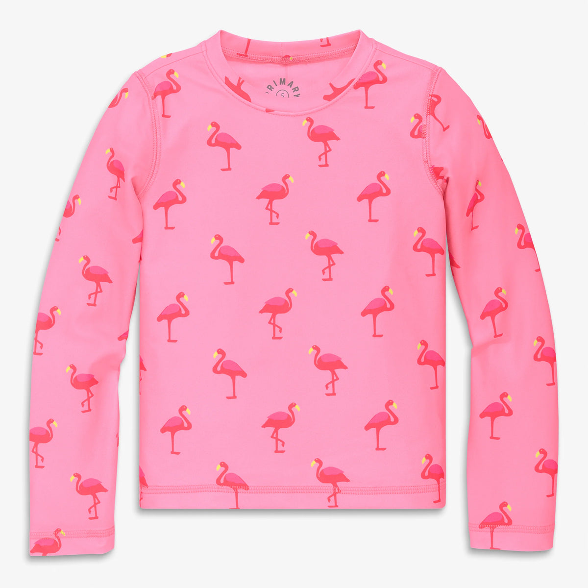 Kids long sleeve swim top in flamingos