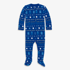 Clearance baby organic zip footie in festive lights