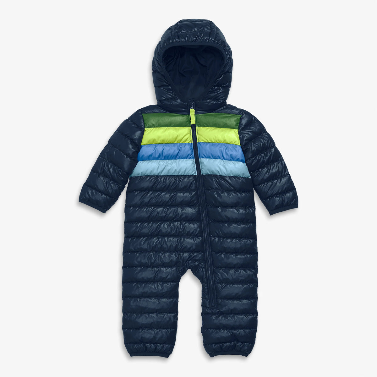 Baby lightweight puffer suit in stripe