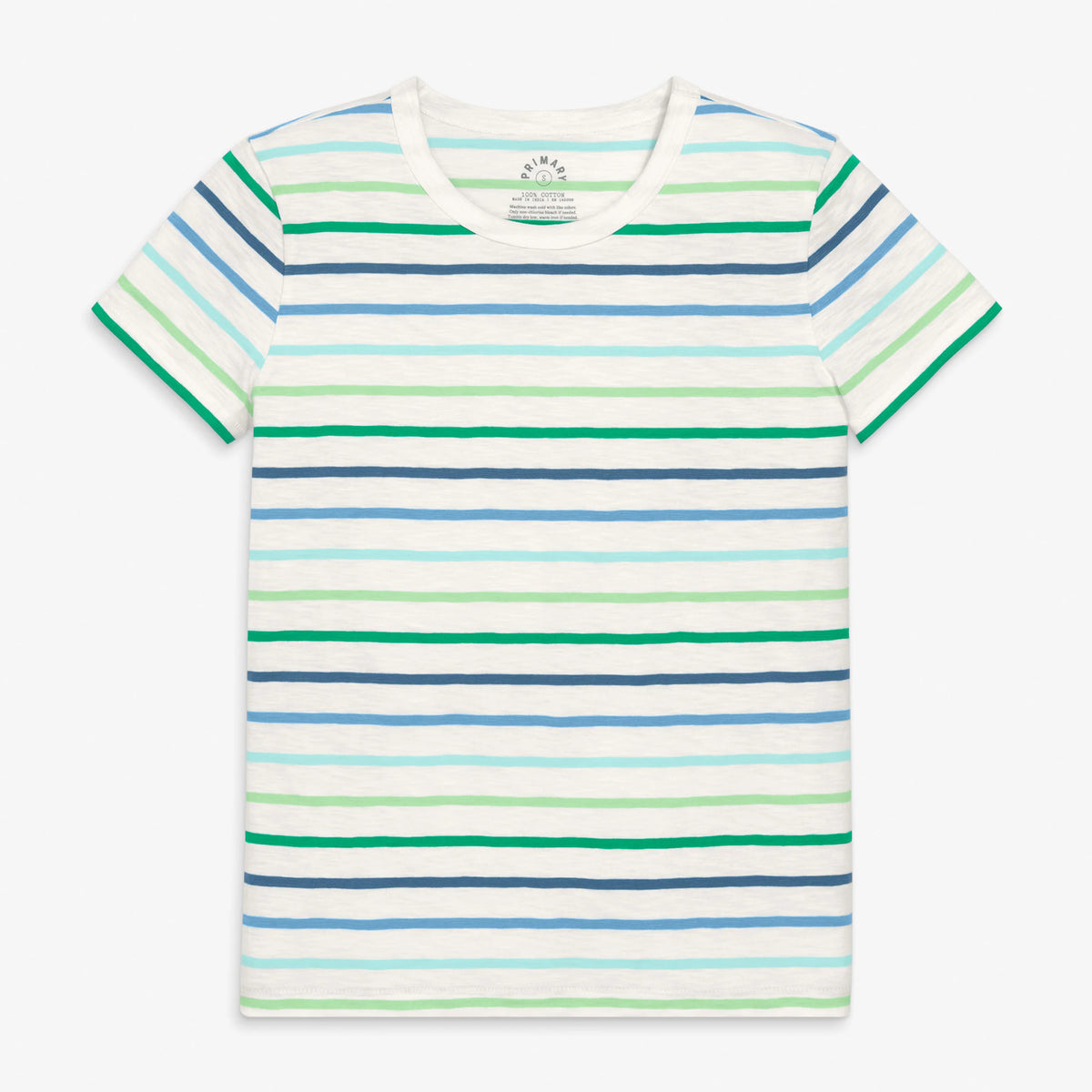 Women's fit classic crewneck tee in multi stripe