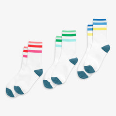 Kids athletic sock 3-pack in rainbow ringer mix