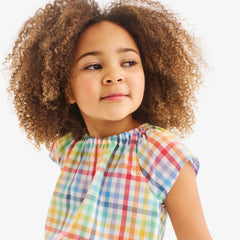 Kids nightgown in rainbow plaid