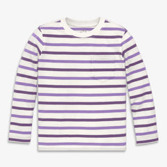 Kids long sleeve pocket tee in multi-stripe