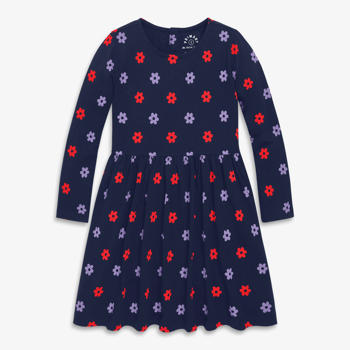Clearance kids long sleeve perfect pocket dress in violet blooms