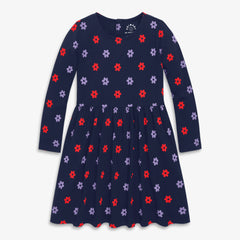 Clearance kids long sleeve perfect pocket dress in violet blooms
