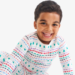 Clearance kids organic long sleeve PJ top in merry ribbons