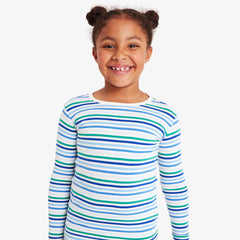 Clearance kids organic long sleeve PJ top in cool stripes
