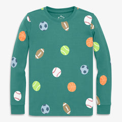 Kids organic long sleeve PJ top in dream team