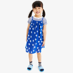 Clearance kids gauze tank dress in bluejays