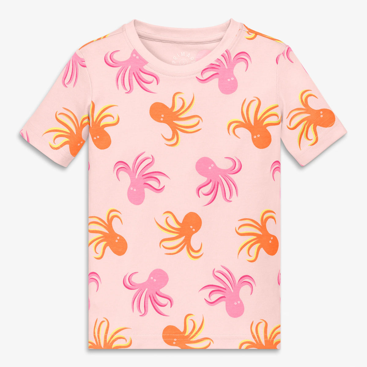 Kids organic short sleeve PJ top in octopus pals