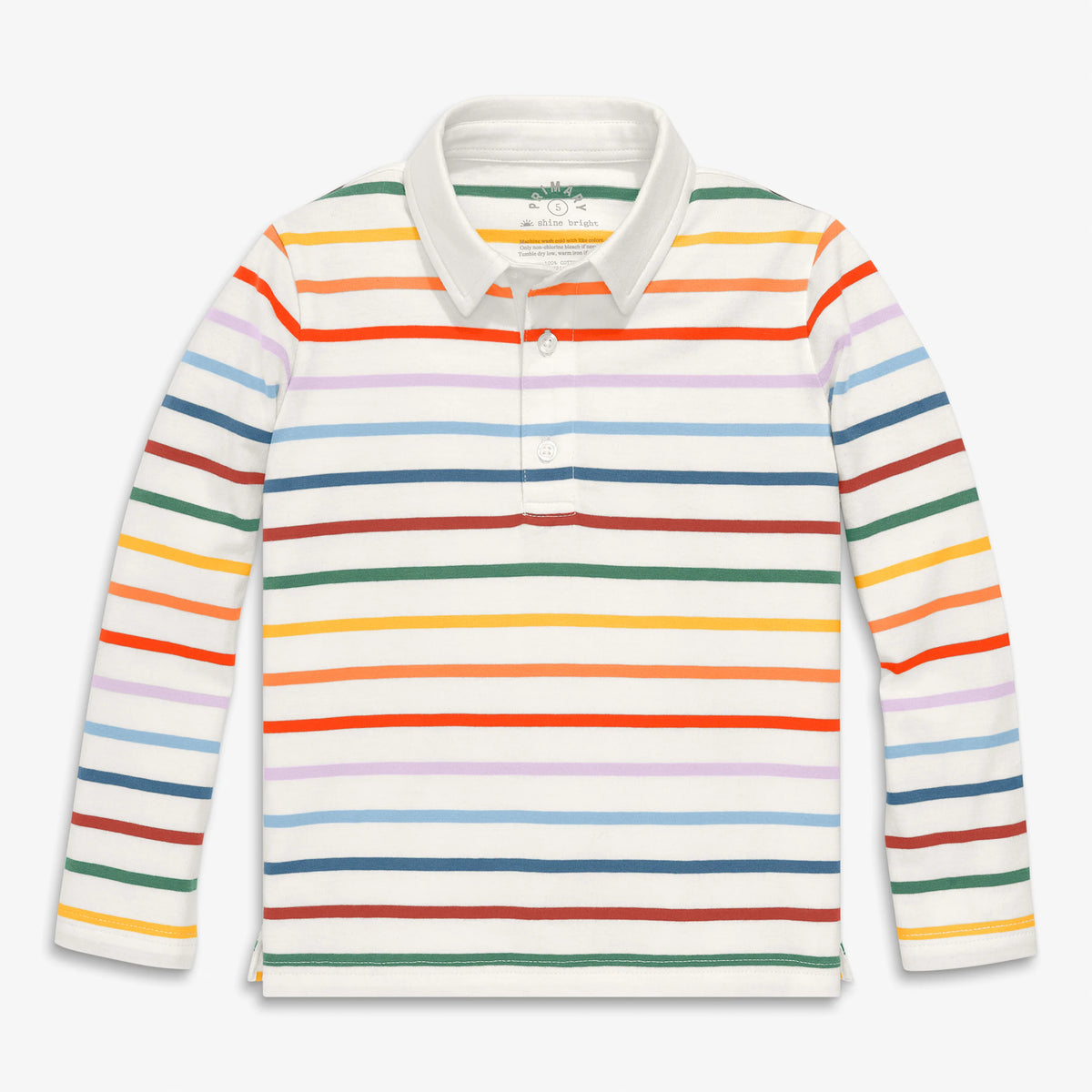 Clearance kids long sleeve polo in rainbow stripe