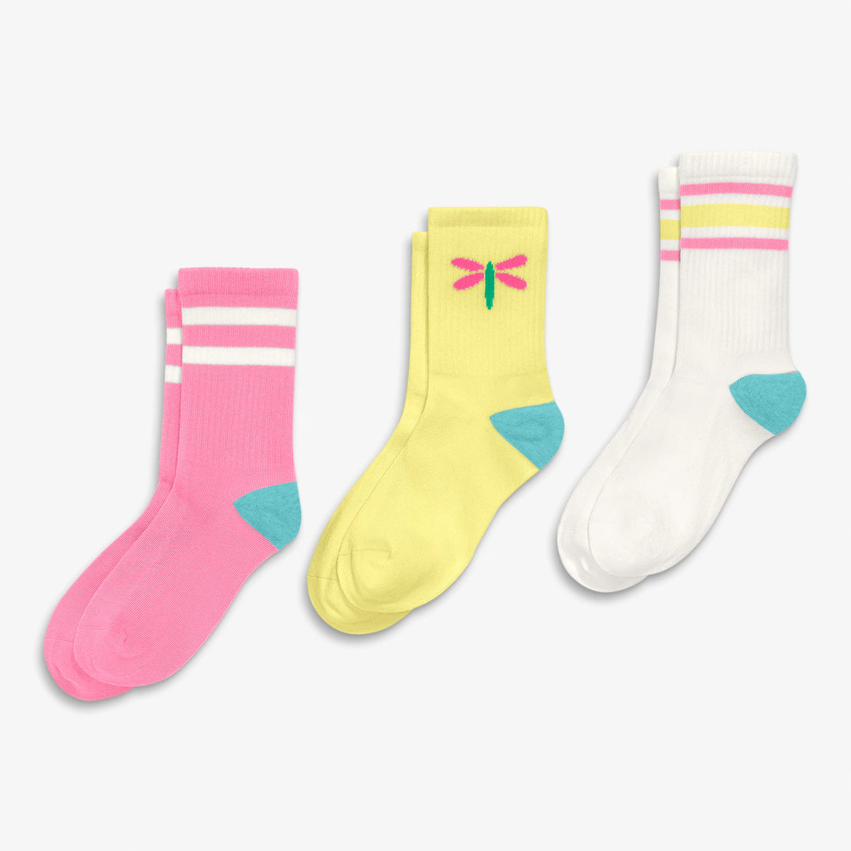 Kids athletic sock 3-pack in dragonfly mix