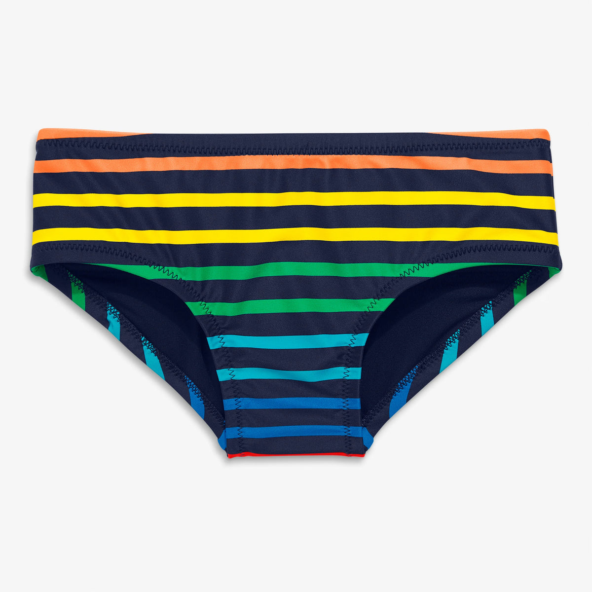 Clearance kids swim bikini bottom in double rainbow stripe