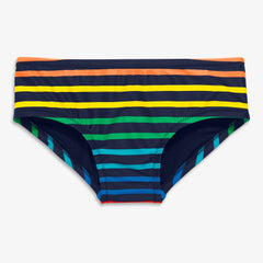 Clearance kids swim bikini bottom in double rainbow stripe