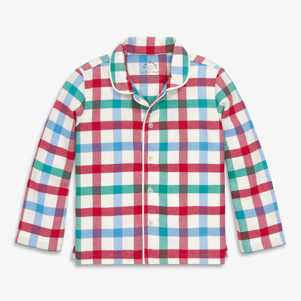Clearance kids flannel PJ top in peppermint plaid
