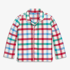 Clearance kids flannel PJ top in peppermint plaid