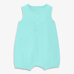 Baby cotton gauze henley bubble shortie