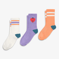 Kids athletic sock 3-pack in ladybug mix