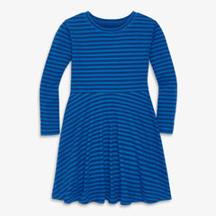 Clearance kids long sleeve twirly dress in mini stripe