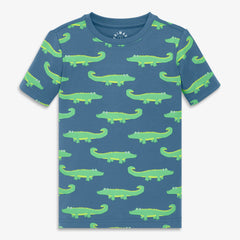 Kids organic short sleeve PJ top in gator pals
