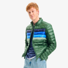 Unisex fit lightweight puffer jacket in stripe