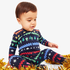 Clearance baby organic zip footie in festive fair isle