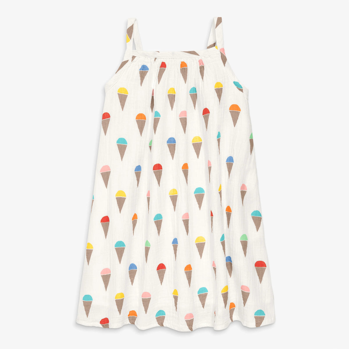 Kids cotton gauze tank dress in rainbow scoops