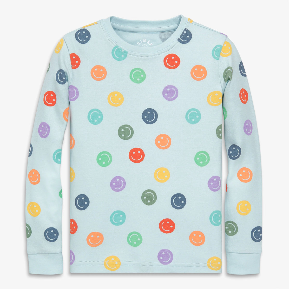 Kids organic long sleeve PJ top in happy faces